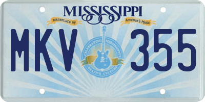 MS license plate MKV355
