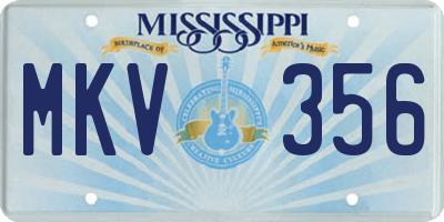MS license plate MKV356