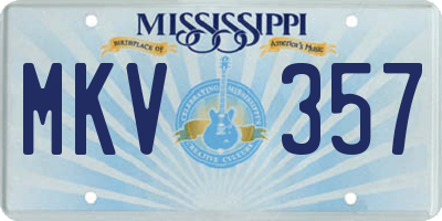 MS license plate MKV357