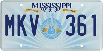 MS license plate MKV361