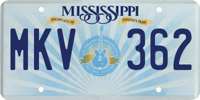 MS license plate MKV362