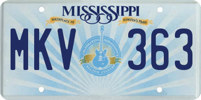 MS license plate MKV363