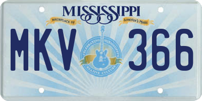 MS license plate MKV366