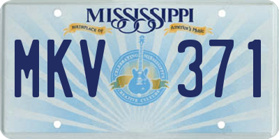 MS license plate MKV371