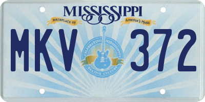 MS license plate MKV372