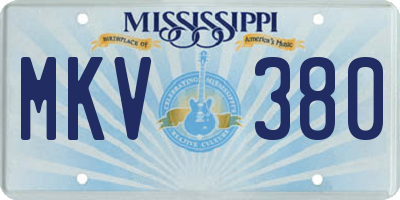 MS license plate MKV380
