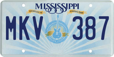 MS license plate MKV387