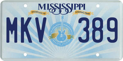 MS license plate MKV389