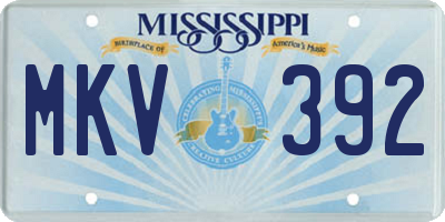 MS license plate MKV392
