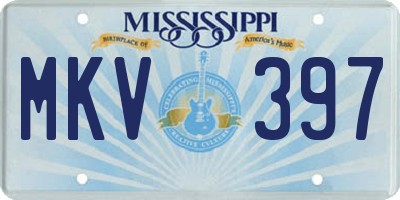 MS license plate MKV397