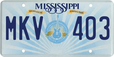MS license plate MKV403