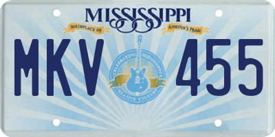MS license plate MKV455
