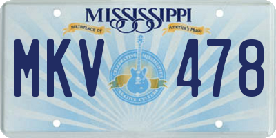 MS license plate MKV478