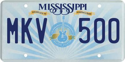 MS license plate MKV500