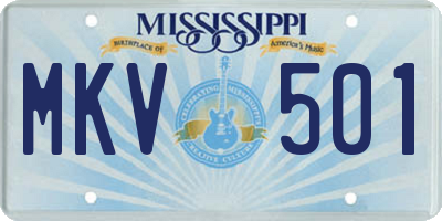 MS license plate MKV501