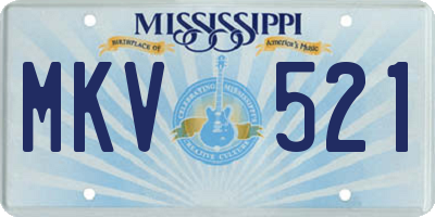 MS license plate MKV521
