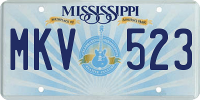 MS license plate MKV523