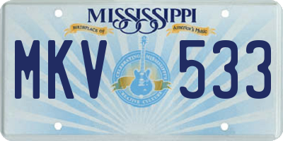 MS license plate MKV533