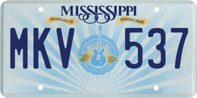 MS license plate MKV537