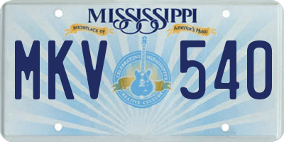 MS license plate MKV540