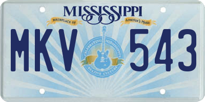 MS license plate MKV543