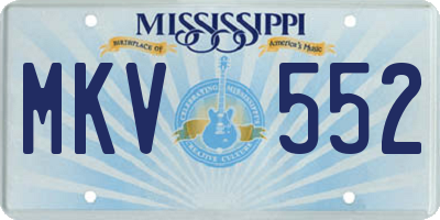 MS license plate MKV552