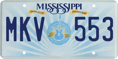 MS license plate MKV553
