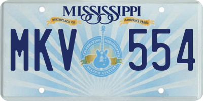 MS license plate MKV554