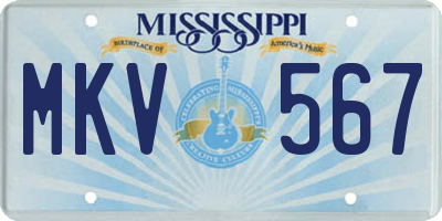 MS license plate MKV567