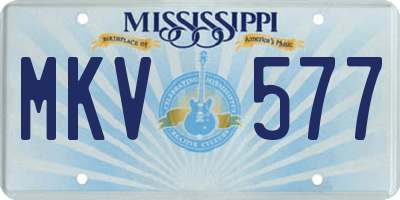 MS license plate MKV577