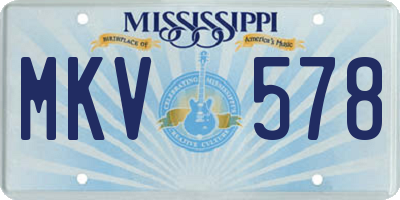 MS license plate MKV578