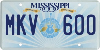 MS license plate MKV600