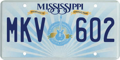 MS license plate MKV602