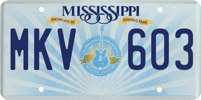 MS license plate MKV603