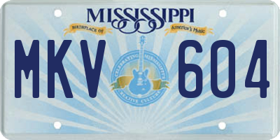 MS license plate MKV604