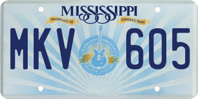 MS license plate MKV605