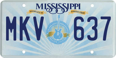 MS license plate MKV637