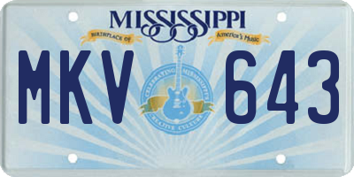 MS license plate MKV643