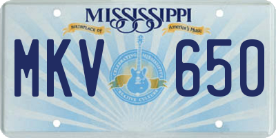 MS license plate MKV650
