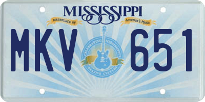 MS license plate MKV651