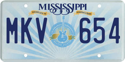 MS license plate MKV654