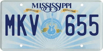 MS license plate MKV655