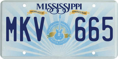 MS license plate MKV665