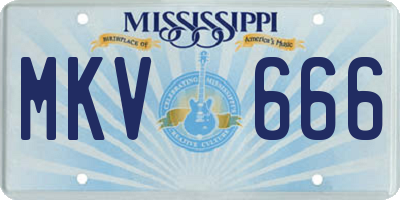 MS license plate MKV666