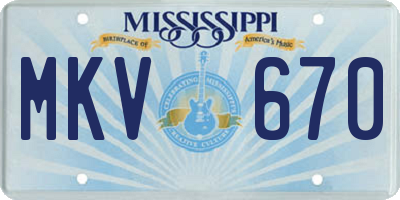 MS license plate MKV670