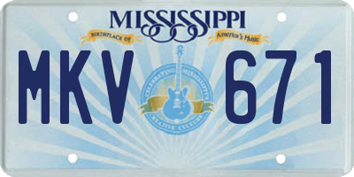 MS license plate MKV671