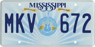 MS license plate MKV672