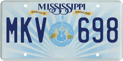 MS license plate MKV698