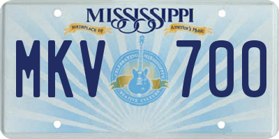 MS license plate MKV700