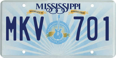 MS license plate MKV701